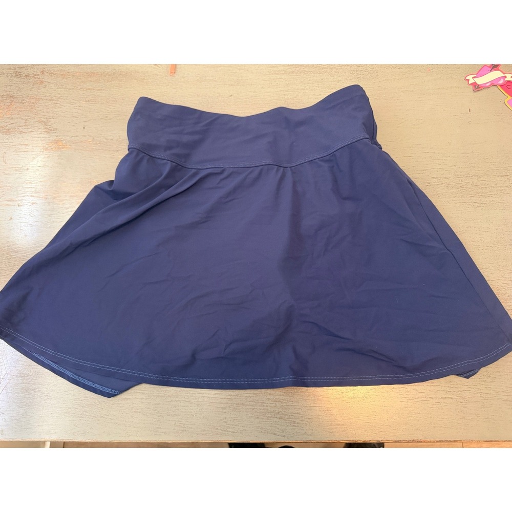 LL Bean Navy Blue Swim Skirt with Built-in Brief UPF 40+ Size 12 Reg 300293